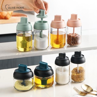 Glass Jar Spice Airtight Containers Condiment Salt Seasoning Storage Bottle Spice Jars Pot Spoon Tank Kitchen Sealed