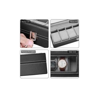 ✴Watch Box 6 Grid Leather Display Jewelry Case Organizer (3)