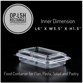 20pcs Food Container for Flan Pasta Salad Rectangle Clamshell OP-L5H