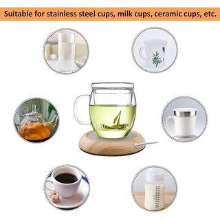 Portable USB Wood Grain Cup Warmer Heat Beverage Mug Mat Keep Drink Warm Heater Mugs Coaster (5)