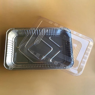 Disposable 220x160mm 1000ml Aluminum Foil Takeaway Containers with Plastic Lids