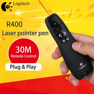 Ready Stock/❃✚Logitech R400 USB Wireless Presenter Red Laser Pointer PPT Remote Control Pointer pen