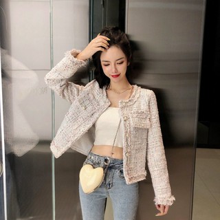 2021 autumn and winter new fashion ladies temperament short tassel tweed small all-match jacket top women s clothing