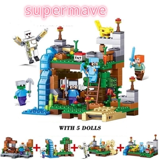4 IN 1 Minecraft My World Building Blocks Cat Leopard Jungle Lego Compatible Diy Educational Toys Kid Gifts Bricks