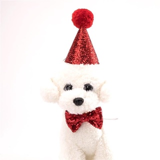 【Ready Stock】⊕Dog Birthday Hat Cat Bow Tie Collar Cute Pet Birthday Party Accessories (1)