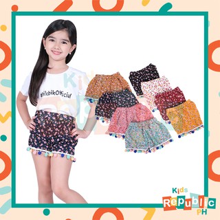 KIDS REPUBLIC FASHION FLORAL POMPOMS BABY GIRL EVERYDAY SHORTS PAMBAHAY 1100