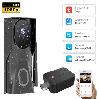 doorbellTuya 1080P HD Video Doorbell Camera WiFi Wireless Doorbell Smart Home Door Bell Camera