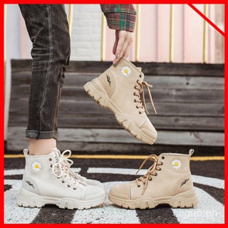 Martin Boots Women's British Style Short Boots Breathable Thick Bottom All-match High-top Canvas Shoes Kasut Perempuan Classic Lightweight Lleisure Breathable Fashion Women Shoe Ankle Boots Boots New Martin Boots Leather Jackboots#China Spot#