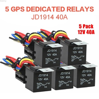 5 Pack 12V 40 Amp 5-Pin SPDT Automotive Relay with Wires & Harness Socket Set
