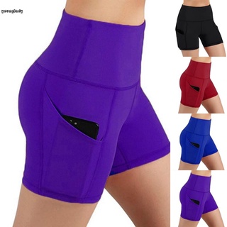 [Readystock]Women High Waist Pocket Yoga Shorts Gym Biker Cycling Hot Pants Sports Leggings readystock hot sale new&YOUNGER