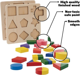 Wooden Learning Geometry Educational Toys Puzzle Montessori Early Learning For Kids