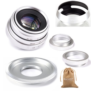 Silver Mini 35mm f/1.6 APS-C CCTV Lens+adapter ring+2 Macro Ring+lens hood for SONY NEX E-Mount Mirr