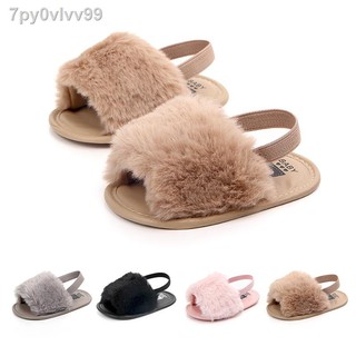 ┋Baby Infant Girls Soft Sole Shoes Plush Slide Sandal Summer Toddler Sandal Princess Non-slip Crib S