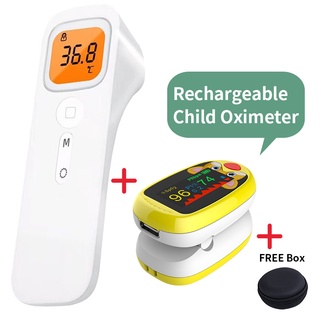Baby Finger Pulse Oximeter Pediatric SpO2 PR Rechargeable Children kids Forehead Thermometer Non-Con