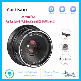 7artisans 25mm F1.8 Micro SLR Camera Lens for Sony E Canon EOS-M Fuji FX M43 Mount Professional Phot