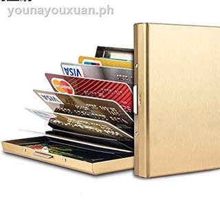 Fast delivery-Anti-theft brush metal card holder men s stainless steel women s ultra-thin anti-degaussing compact card box credit card holder card holder
