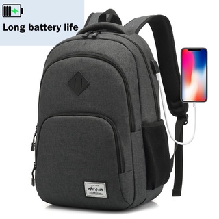 men bag♚¤AUGUR Black laptop waterproof backpack with USB interface charging data cable men'