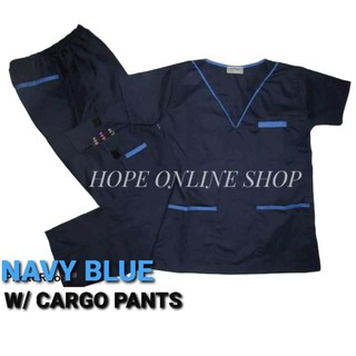 Scrub suit set Dark Navy blue w/ cargo pants