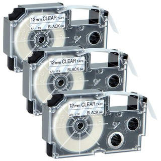 3 Pack XR-12X XR12X Label Maker Tape Compatible with CASIO Ez-Label Printers KL100 KL120 KL60 Black