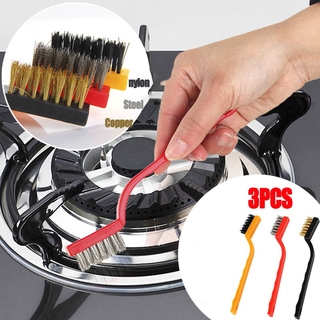 3PCS Long Handle Stainless Steel Wire Copper Wire Rust Removal Cleaning Brush Kitchen Stove Cleaning Brush