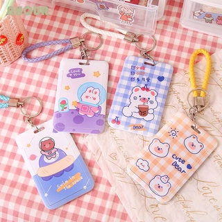 AHOUR Cartoon Card Holder Children Card Bag Badge Holder Cute Ins style Office School Bank Credit Card Name Tags Work Card Bus Card Cover Case