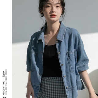 Denim Jacket Women Short Sleeve 2021 Summer Fashion Leisure Retro Jackets New Korean Style