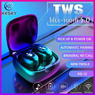 KKSKY Bluetooth 5.0 TWS Earphone Stereo Wireless Earbus HIFI Sound Sport Earphones Headset with Mic