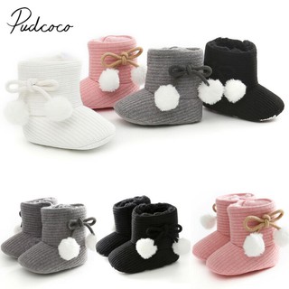 2019 Baby Autumn Winter Boots Baby Girl Boys Winter Warm Shoes Solid Fashion Toddler Fuzzy Balls Fir
