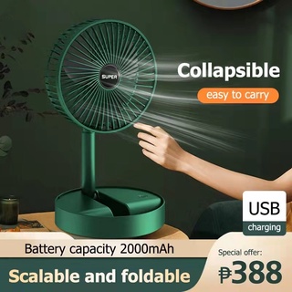 Desk Electric Fan Small folding fan with USB charging retractable 3-speed portable Mini fan