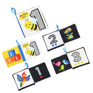 【Ready Stock】✱♙4pcs/set Newborn Baby Soft Cloth Book Colorful Shape Number Educational English Words (6)