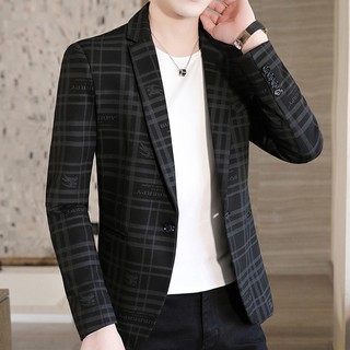 Korean Casual Slim Fit Blazer Casual Suit Male Plaid Small Suit