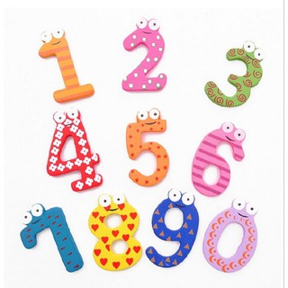 10Pcs/set Cartoon Numbers Wooden Fridge Magnet Stickers Kids Educational Toy
