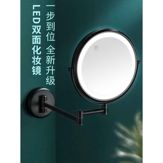 AOS punch-free Led with light, stretch and shrink bathroom toilet vanity mirror vanity mirror round wall double-sided mirror