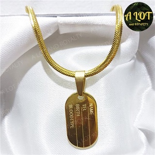 18k Gold Plated Dog Tag Pendant for Men 20 inches Snake Chain Necklace Non Tarnish Stainless Steel J
