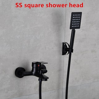 Biggers matte black color brass bathroom shower set shower faucet with shower head shower hose qGM8