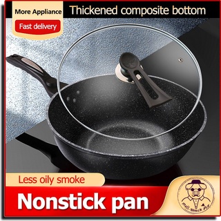 32CM non-stick wok wok frying pan with lid easy to clean compatible with induction cooker gas stove
