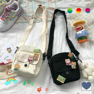 2021 New Korean ins express soft girl student canvas bag in small female Japanese Harajuku CHIC cartoon messenger bag