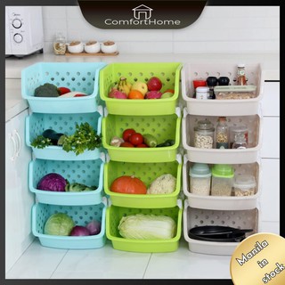 P097 COD Kitchen plastic rack multifunctional vegetable and fruit basket storage basket(1layer)
