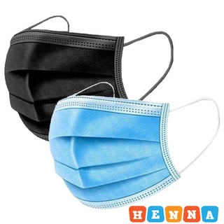3Ply Disposable Face Mask Colored 50pcs with Box Surgical Facemask N88 Black Blue
