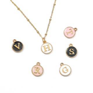 Alphabet Letter Beads 12mm 10Pcs/lot Enamel Handmade Pendants Charms Jewelry Making Accessories DIY Findings