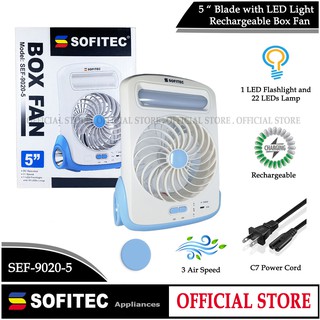 Sofitec 3in1 Rechargeable Fan Flashlight Portable Box Fan Electric Fan LED SEF-9020 Cooling USB Fan (2)