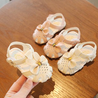 Ready stock summer cartoon kids bow sandals soft sole baby shoes