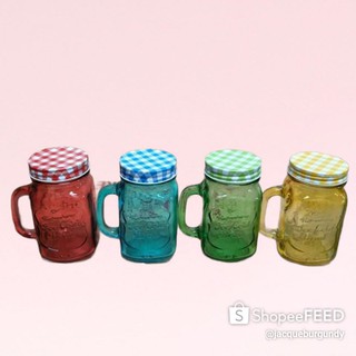 Colored Mason Jar with Embossed Print 400 ML