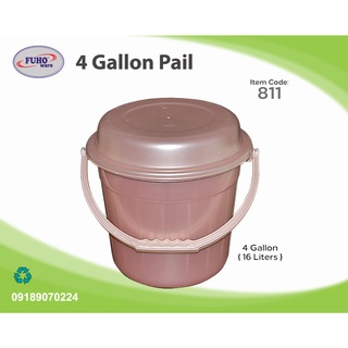 FUHO 4 Gallon Pail With Cover (Container, Bucket, Timba For Bathroom, Laundry) - Pearl Pink