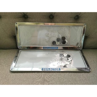 Covers☽Car Plate frame Number with GLASS Cover Stainless Steel Frame Protector holder casing Deflect