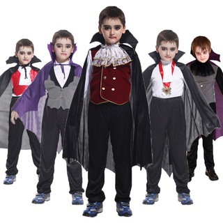 Kids Count Dracula Gothic Vampire Costume Children Carnival Party Halloween Fantasia Prince Vampire