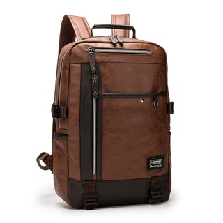 Designer Stylish Men's Backpack Pu Leather School Shoulder Bags Travel Bag Men Teenager Mochila Man