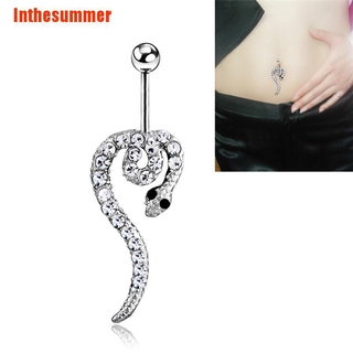 [Inthesummer] Fashion Women'S Belly Button Navel Ring Silver Snake Body Piercing Jewelry