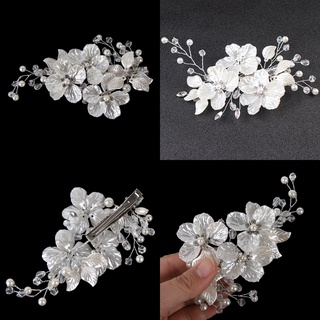 Bridal Crystal Pearl Flower Hair Clip Floral Style Barrette Bride Hair Jewelry Bridesmaid Wedding