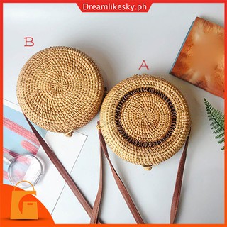 COD Circle Handwoven Bali Round Retro Rattan Straw Beach Bag (1)